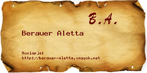 Berauer Aletta névjegykártya